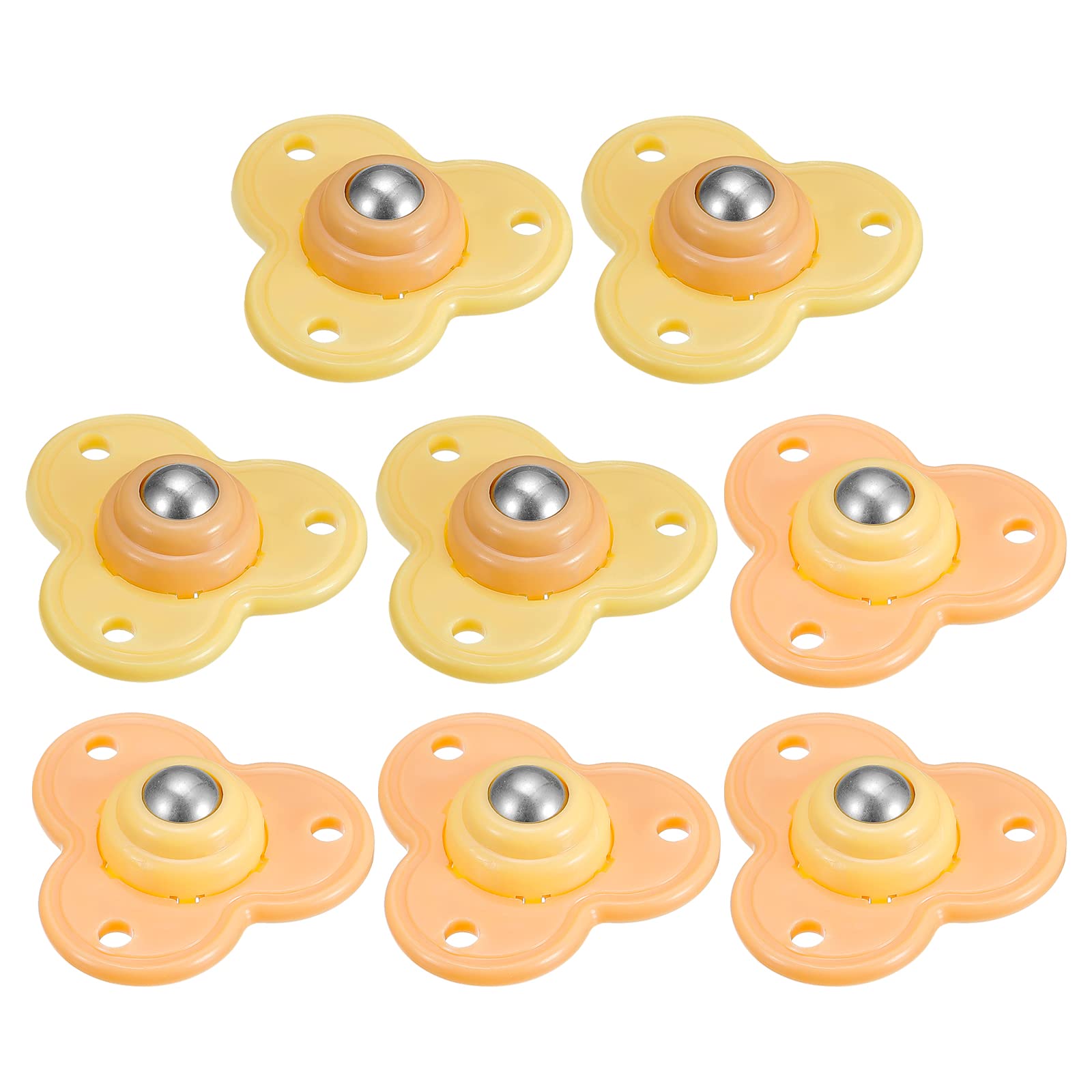 sourcing map Adhesive Caster Wheels, 8Pcs Mini Swivel Wheels, 360 Degree Rotation Universal Sticky Pulleys for Moving Trash Can, Storage Box (4 Yellow, 4 Orange)