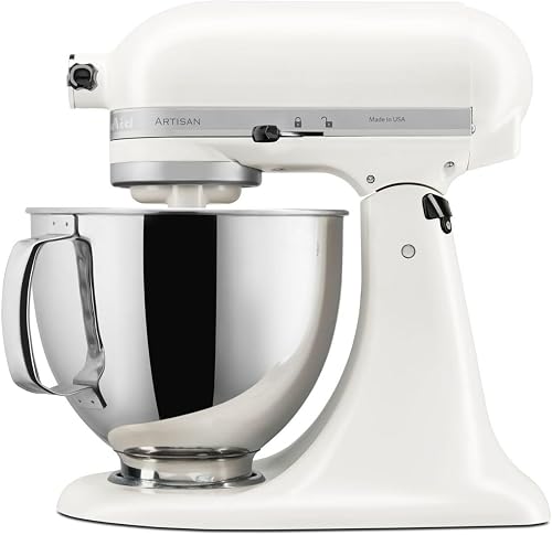 KitchenAid Robot Pâtissier - Artisan - Robot cuisine multifonctions à tête inclinable - Batteur avec 3 accessoires et Bol inox de 4,8 L - Blanc porcelaine - 5