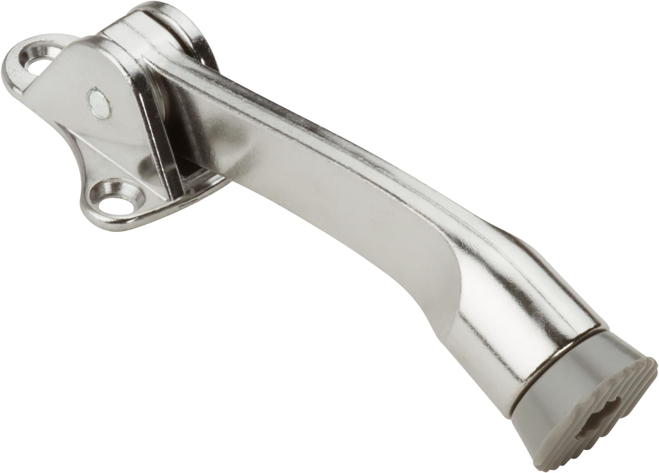 N273-532 V238 Kickdown Door Stop Satin Chrome Finish Spring-Loaded Wall Protector with Ribbed Rubber Foot for Floor Mounting Heavy Duty Door Stopper
