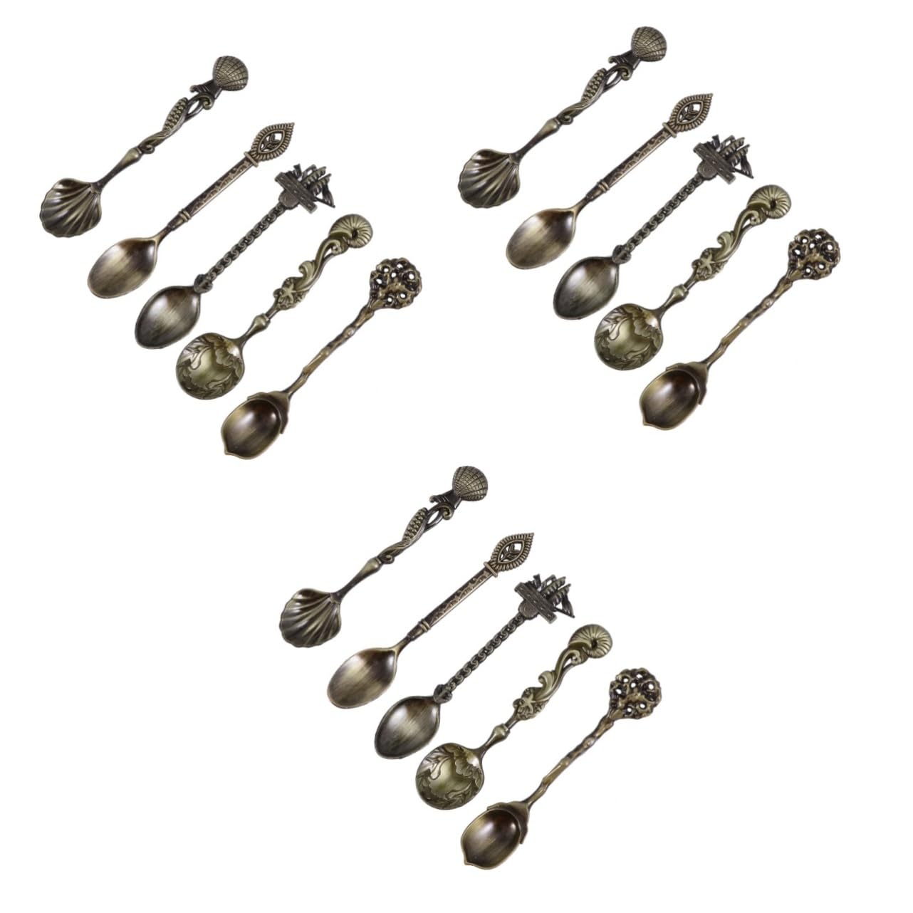 ABOOFAN 15-teiliges Retro-kaffeerührlöffel-set Im Court-stil Espressolöffel-set Für Kaffee Eiscreme Geschnitzte Rührlöffel Vintage-design Für Die Hausbar