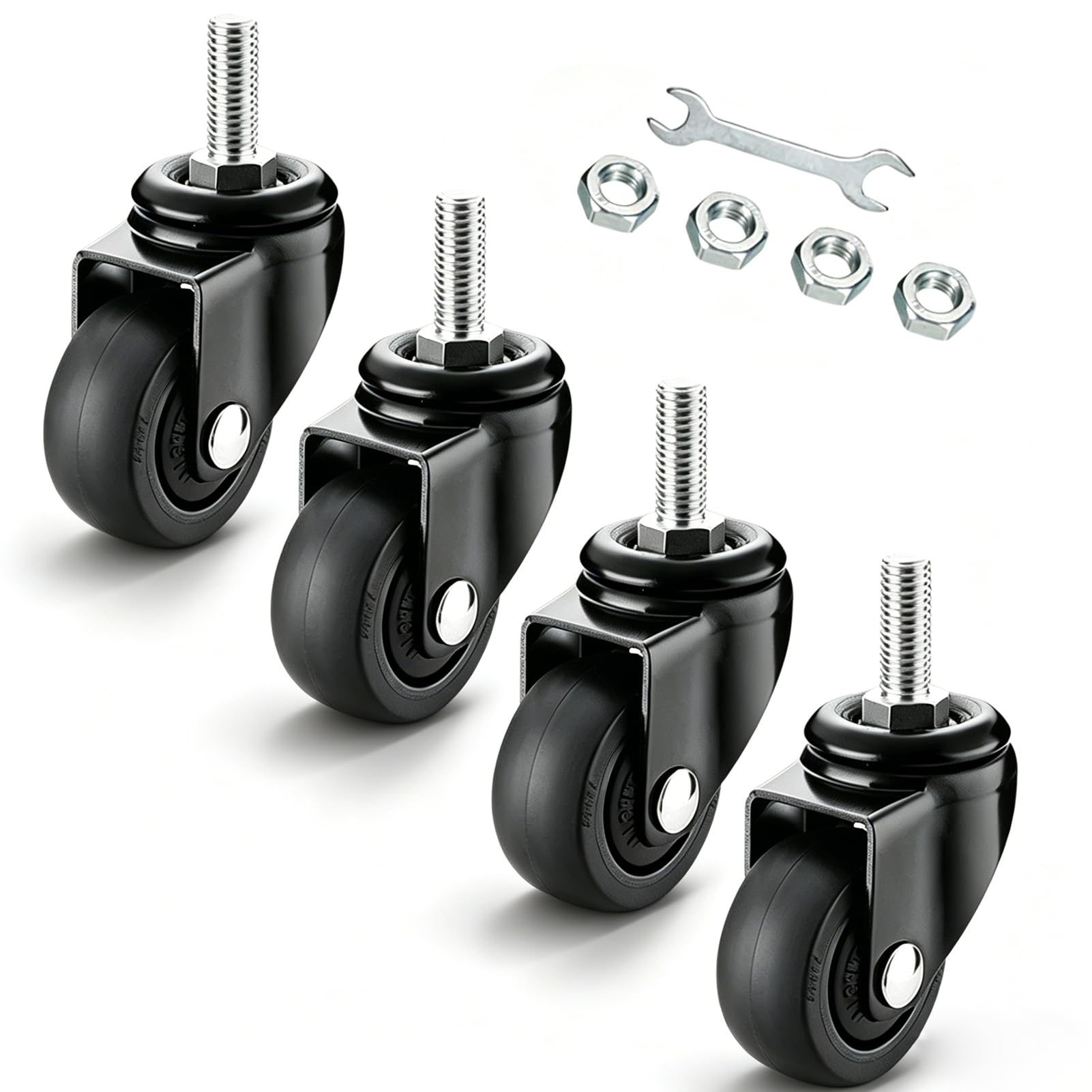 Photo 1 of 1.5in Swivel Caster Wheels,Set of 4 Castors with M6x15 Threaded Stem