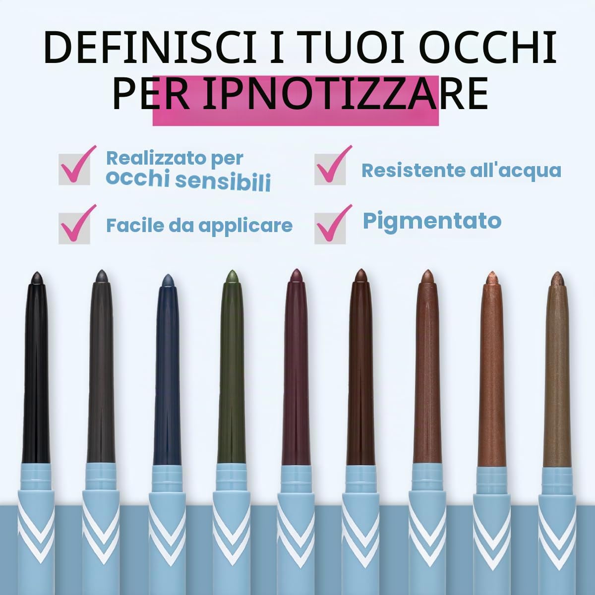 Prime Prometics PrimeEyes Glide Eyeliner per donne mature, impermeabile, a lunga durata e a prova di disordine, texture in crema gel, temperamatite discreto e efficace sfumatura (nero)