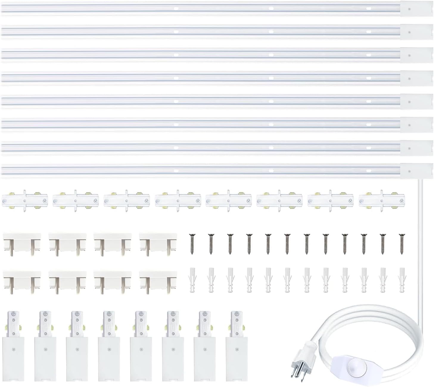 8PCS White H Type Track Lighting Rails Kit with Dimmer Switch, 120V