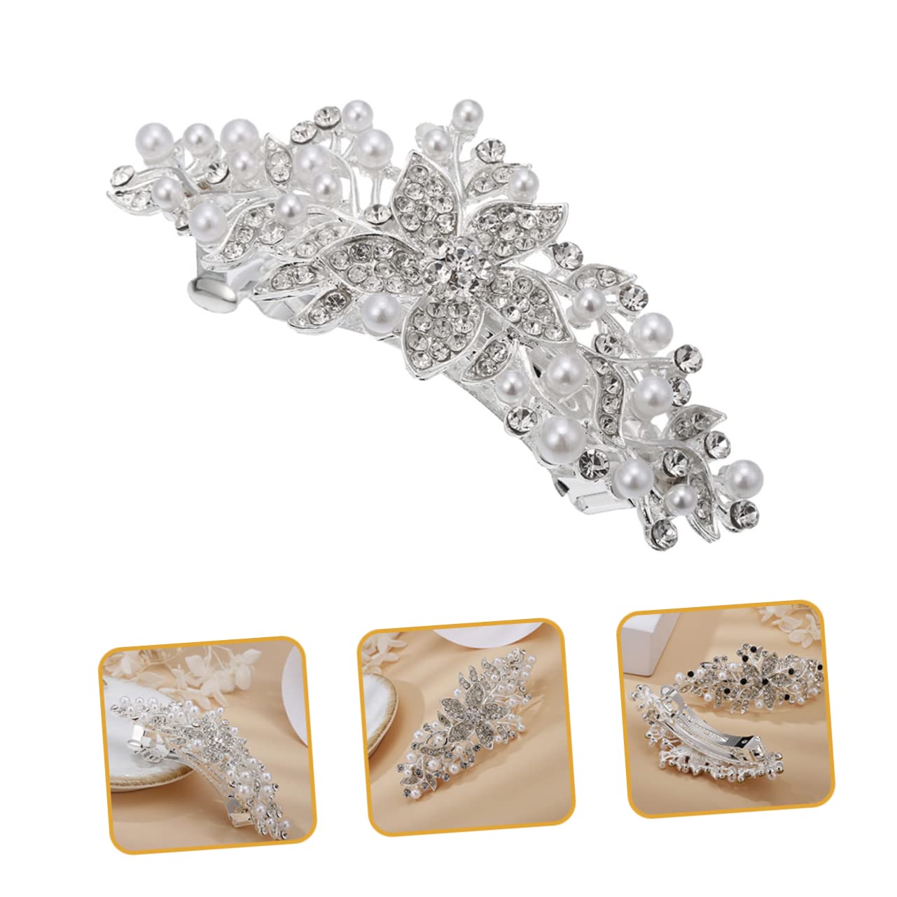 5pezzi Fermaglio Per Con Perle e Strass Per Donne Elegante Clip Per Acconciature Da Cerimonia e Festa Accessorio Per Sposa e Compleanno Design Chic e Delicato Facile Da Indossare e