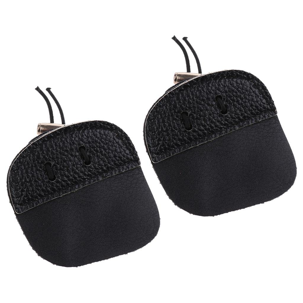 2Pcs Tiro Con L'arco Finger 3 Protector sotto Tabs Finger Saver Proteggere Guardia per Mano Sinistra Destra - Nero