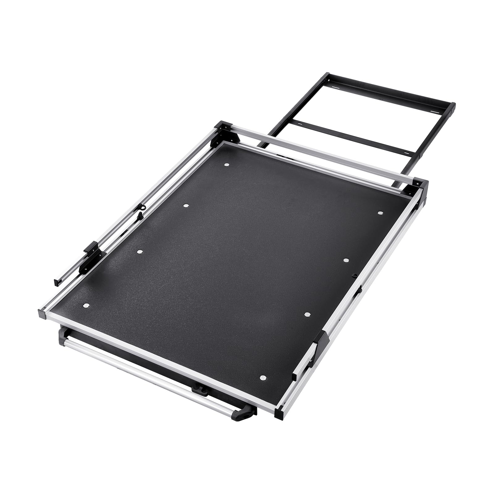 VEVOR Organiseur de lit Coulissant pour Camion, 1727 x 1220 mm, tiroir de Rangement Robuste pour Caisse de Camion, 453,6 kg, avec 6 Anneaux Mobiles de Fixation, Plateau Coulissant 2 Positions, Noir