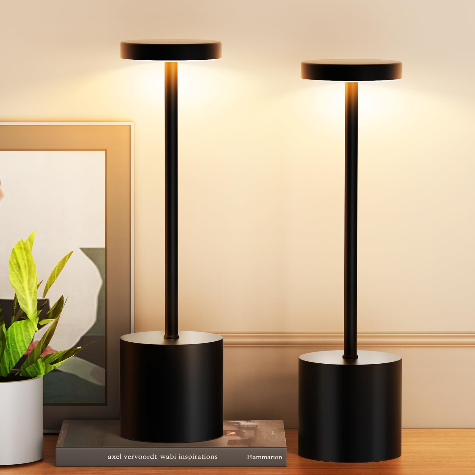 Hapfish Battery Operated Table Lamps For Living Room Set Of 2