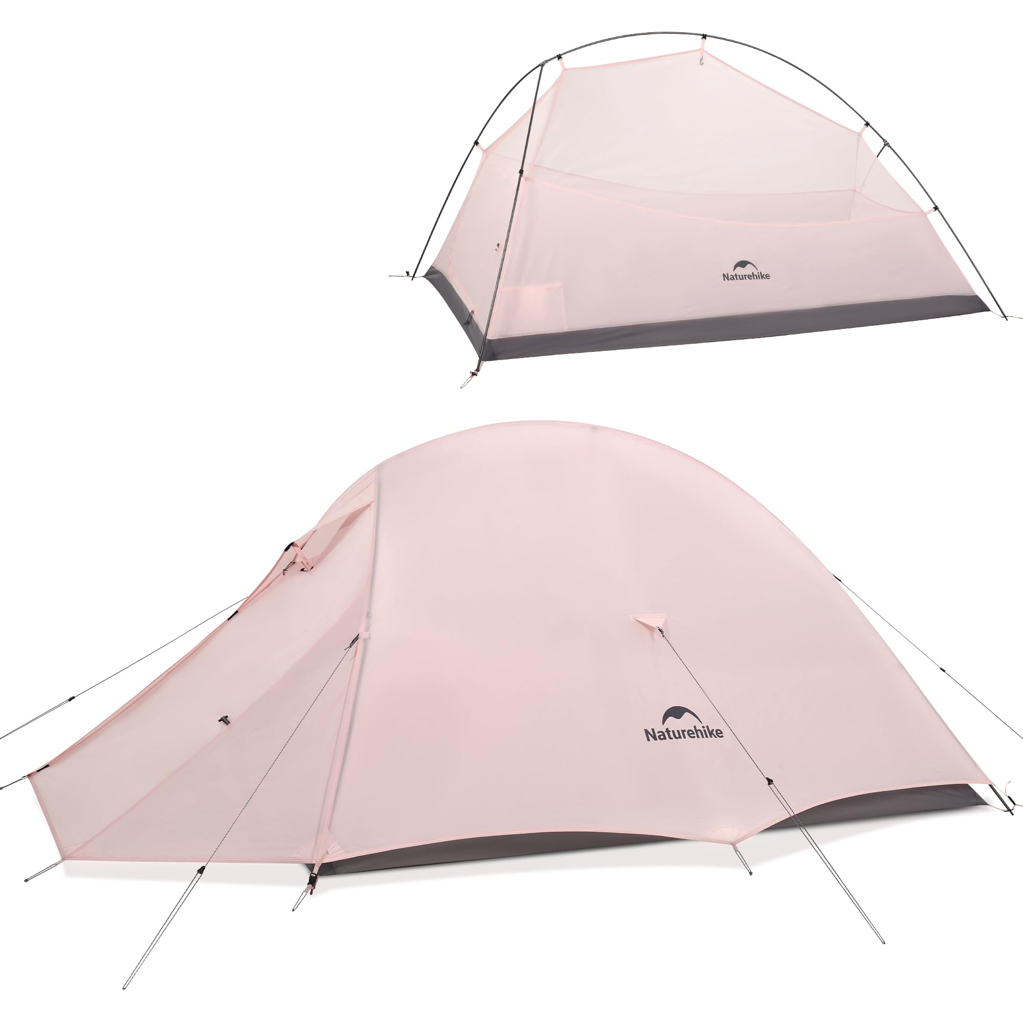 Naturehike Cloud Up 210T Polyester Camping Tent, Windproof Tent, 1 Person, Macaron Pink
