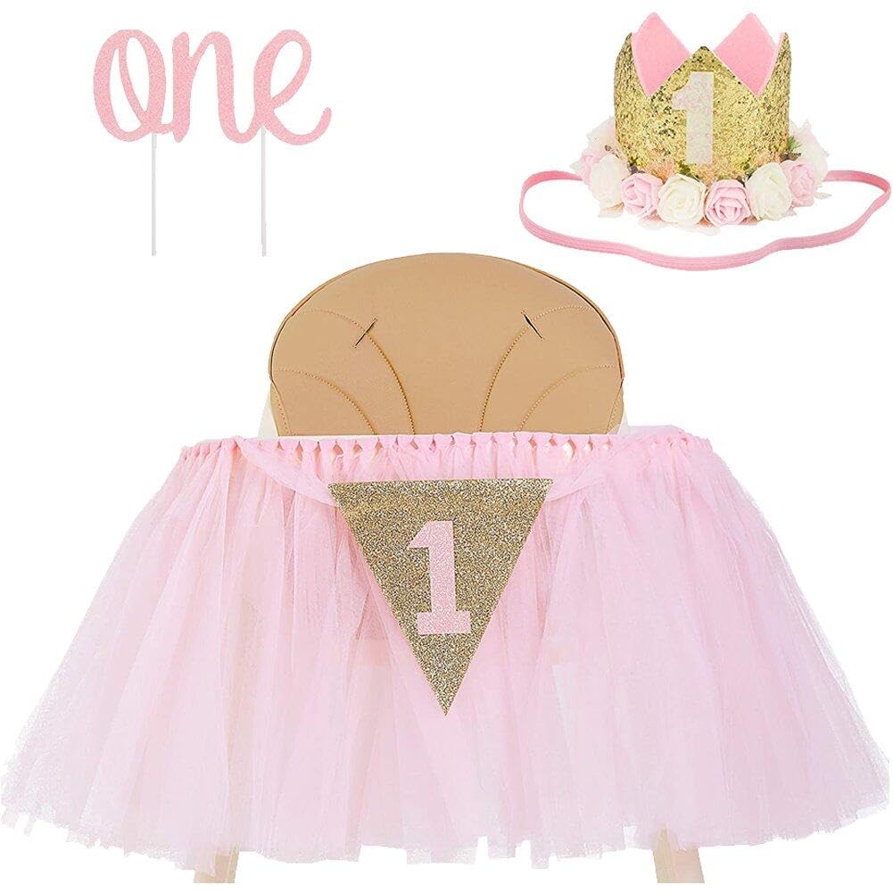 G2PLUS Une Bannière De Chaise Haute,Pré - Assemblé Bannière Joyeux Anniversaire Vert Bannière De Chaise Haute Jungle Pour Décorations De Premier Anniversaire D'enfants