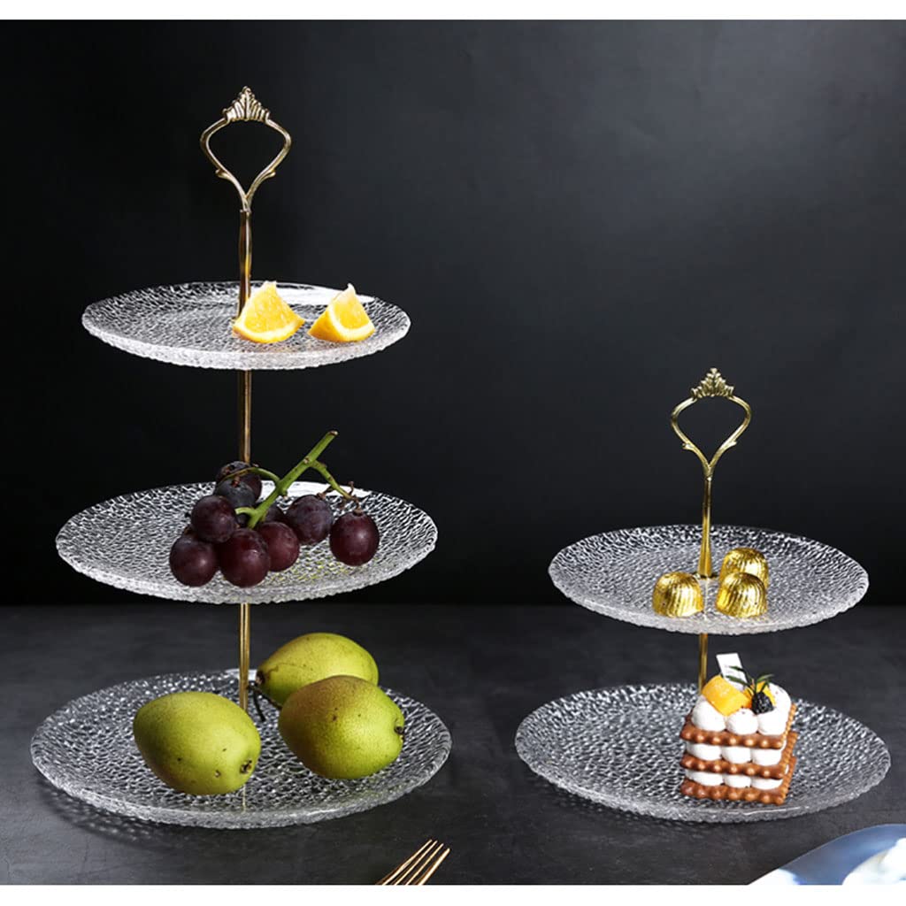 Desserts Présentoir à gâteaux à Plusieurs Niveaux avec plaques en Verre Transparent et entretoises en métal doré Présentoir à Tour Stable pour Dessert Plateau de Service élégant pour Fruits Fruits