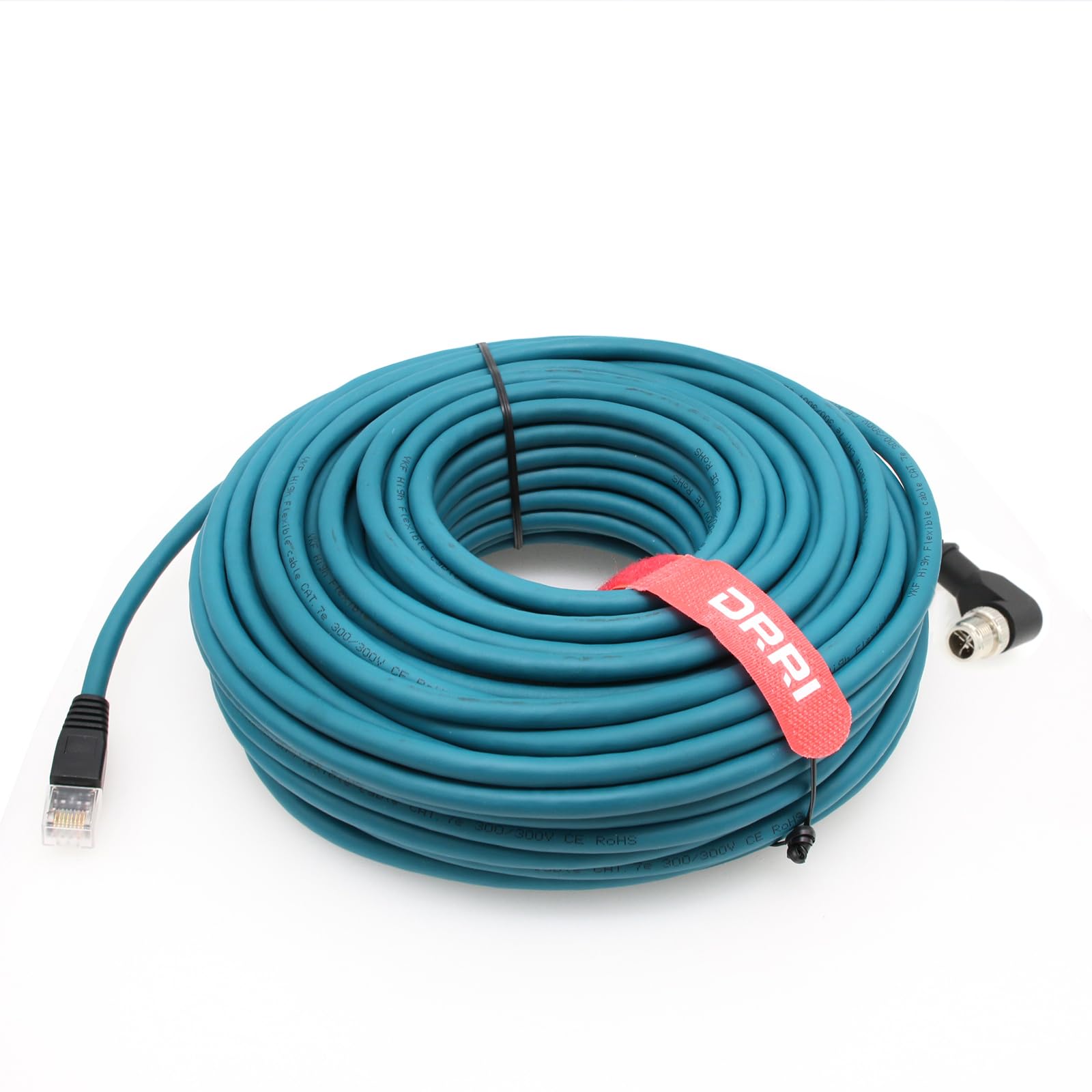 Câble Ethernet Cat6 à angle droit M12 8 pôles vers RJ45 industriel, Connecteur Electrique pour machine Vision (15 m)