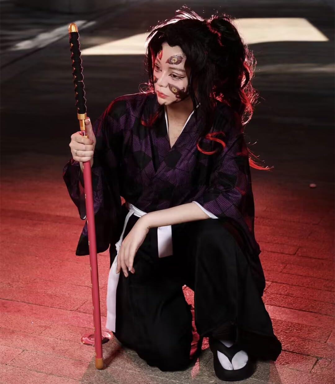Moalioi Kokushibou Cosplay Costume Anime Kokushibou Kimono Cloak Outfits Uniform Set for Unisex Halloween Party