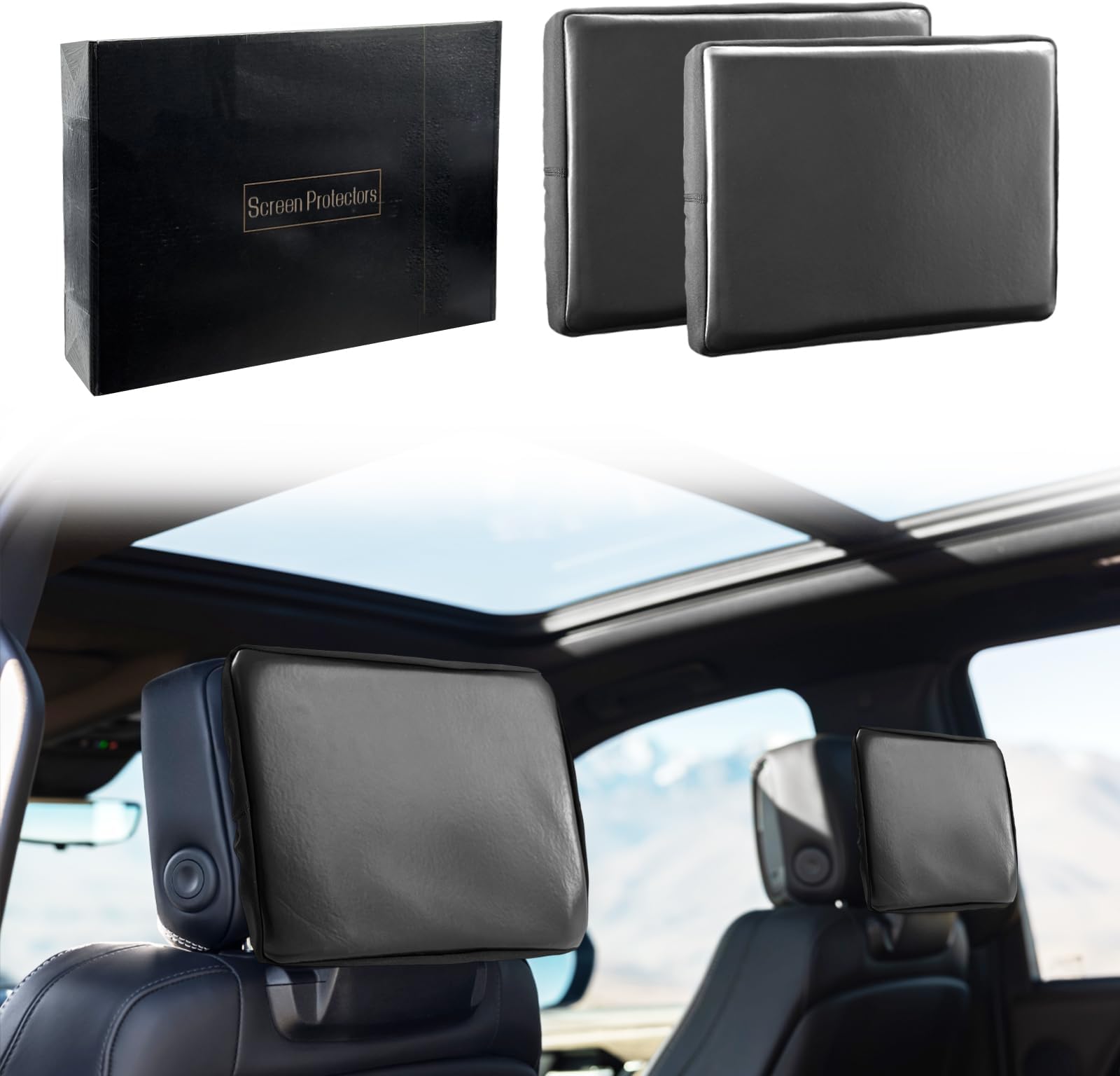 Neoprene Screen Protectors for GMC & Chevrolet Select Models 2021-2025,Rear Seat Entertainment Screen Protective Cover,Elastic Strap Design, Easy Installation(2 Pack)
