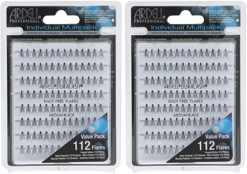 Cílios Postiços Individuais Knot-Free Medium Black Ardell, Pacote com 2