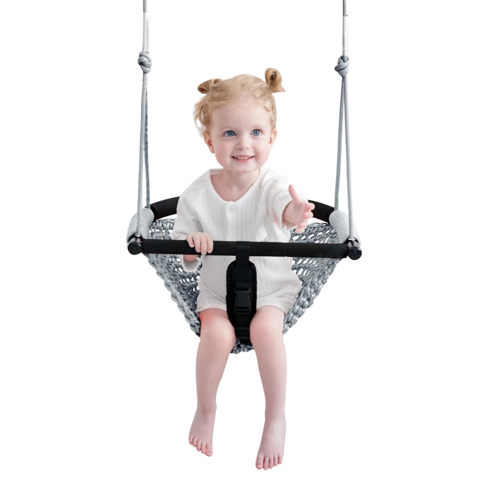 2-in-1 Toddler Swing, Adj Ropes, Ind/Out, Heavy-Duty, Upgraded,Gray