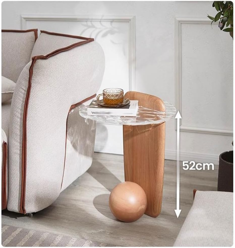 Sofas Wind Tea Table Solid Wood Side Table Living Room B&B Bedroom Small House Water Wave Glass Small Tea Table Sofas for Living Room