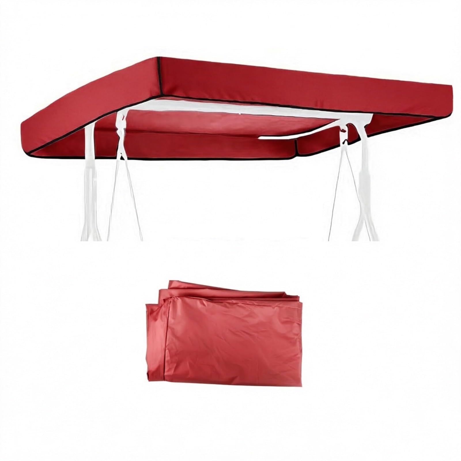 BiSaXieTa Canopy Replacement for Porch 2-3 Seater Swing Sunshade, Patio Swing Waterproof Canopy Replacement, for Outdoor Backyard Patio Garden(Red,77x49in)