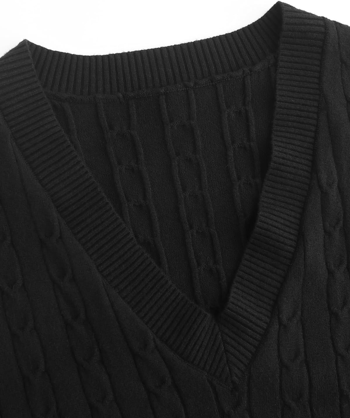 Wowcarbazole Womens Sweater Vest V Neck Cable Sleeveless Ribbed Knitwear Trendy Solid Pullover Tank Tops Outfits