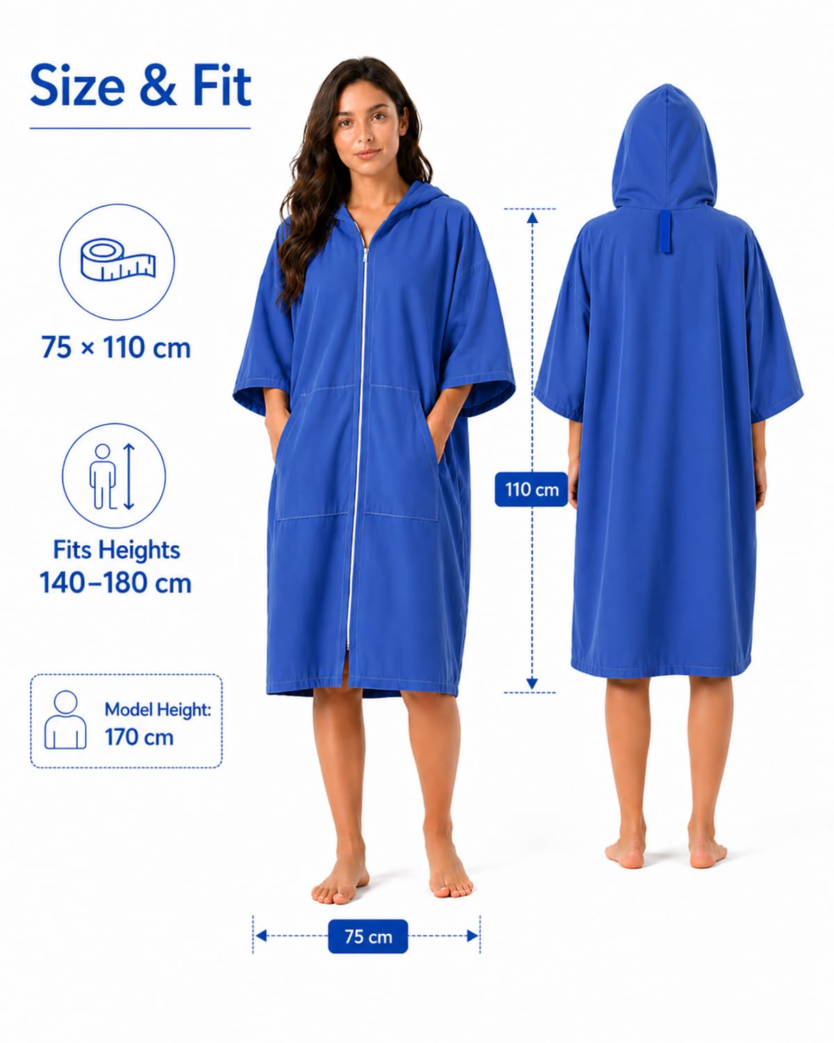 Morbuy Accappatoio Poncho Surf Donna, Poncho Mare in Microfibra con Cappuccio & Tasca, Asciugamano da Spiaggia Assorbente & Leggero per Spiaggia, Campeggio, Piscina, Cambiarsi all'aperto