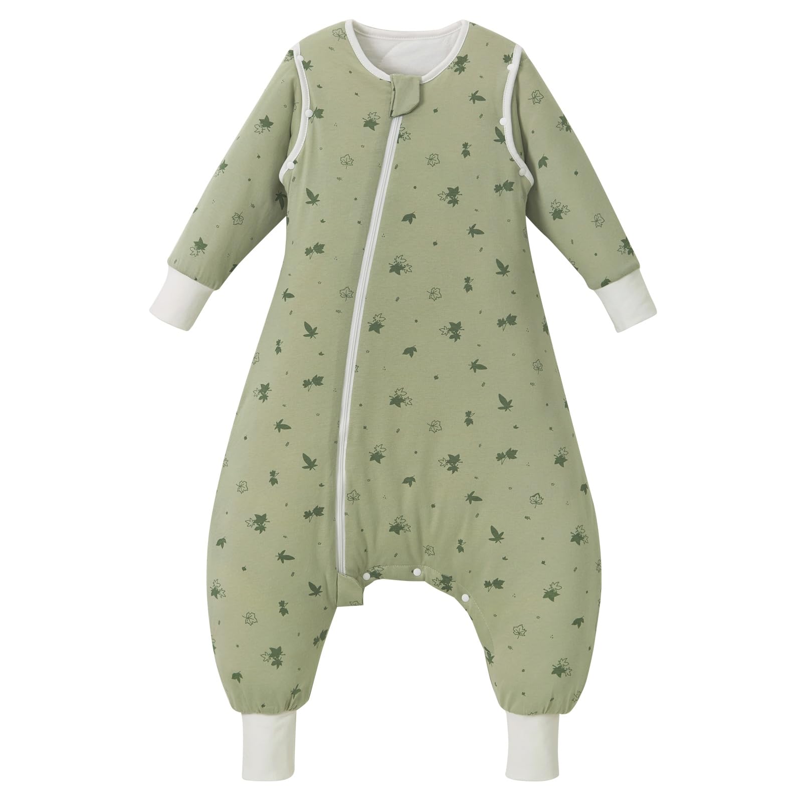 Nivolltha 2.5 TOG abnehmbaren Langärmeln Baby Schlafsack mit Füßen, 100% Baumwolle Winter Schlafsack mit Beinen für Kleinkinder, Ahorne, Größe M