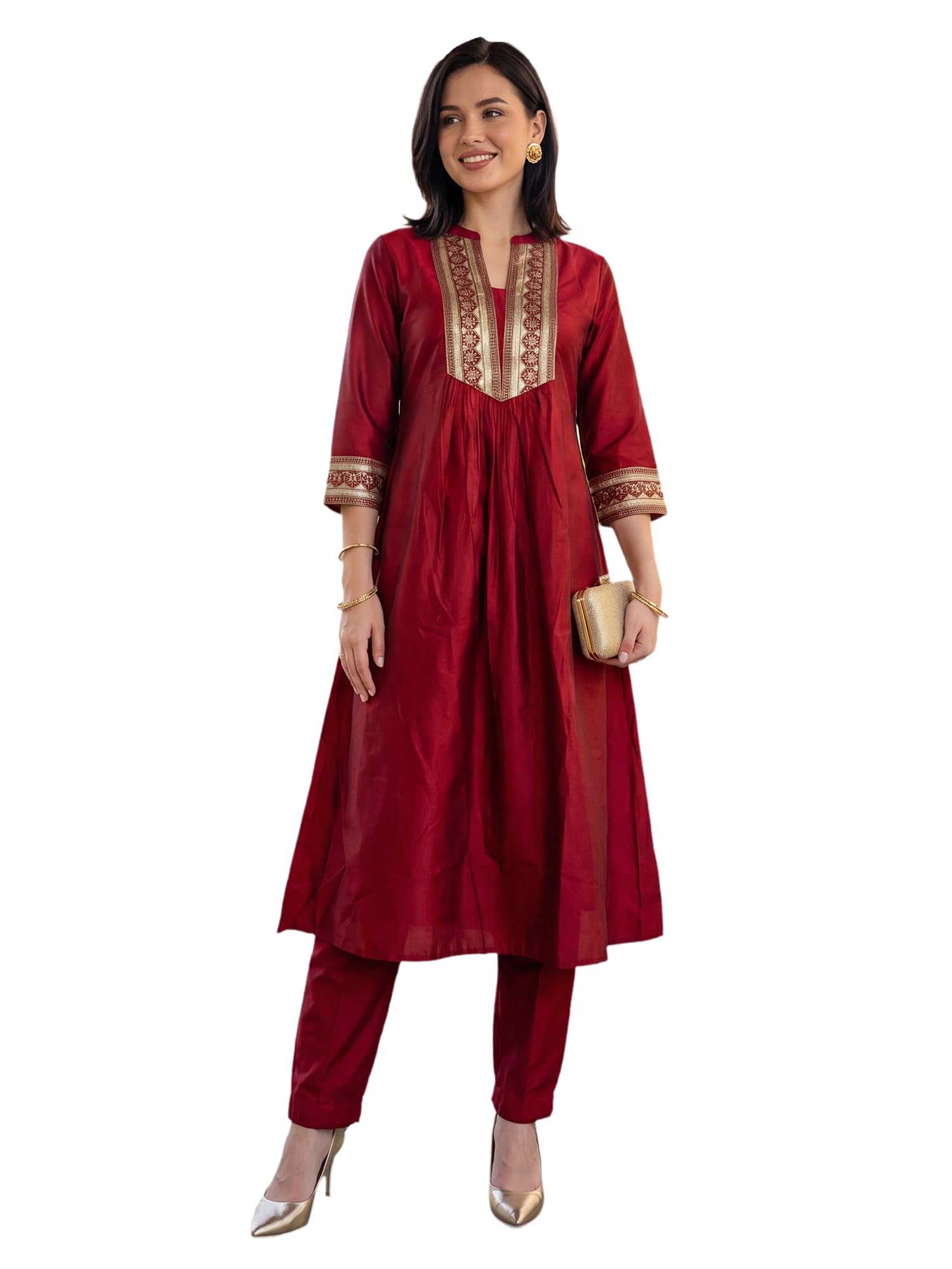 indo era Women's Liva Solid A-Line Kurta & Pant Set-picture-39