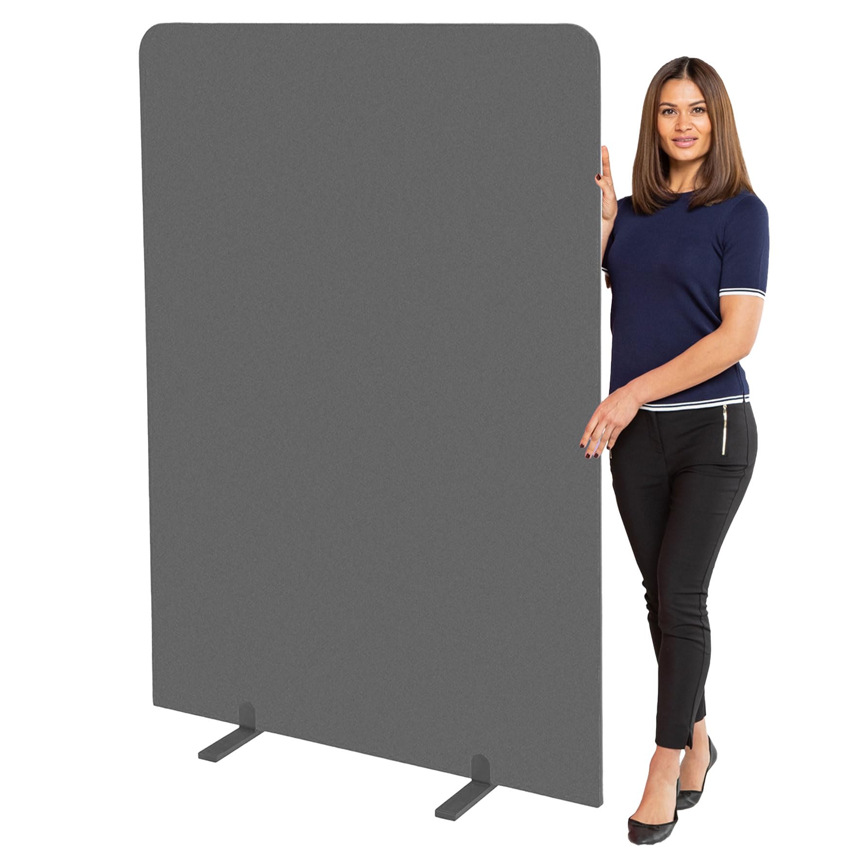 Wonderwall Glass Floor Standing Room Divider Screens | (H)1800 X (W)1000Mm | Create Space | Double-Sided | For School, Nursery, Exhibition, Study Areas, Classroom, Library | ( Grey, Woven Fabric)