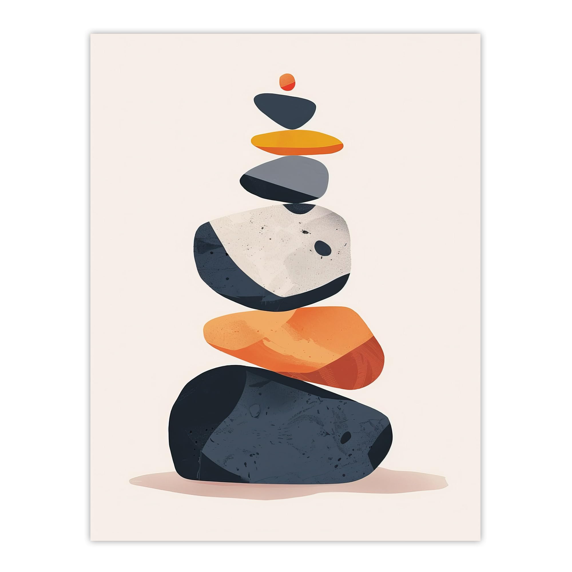 Artery8 Vertical Stacked Stones Zen Bright Graphic Boho Living Room Unframed Wall Art Print Poster Home Decor Premium