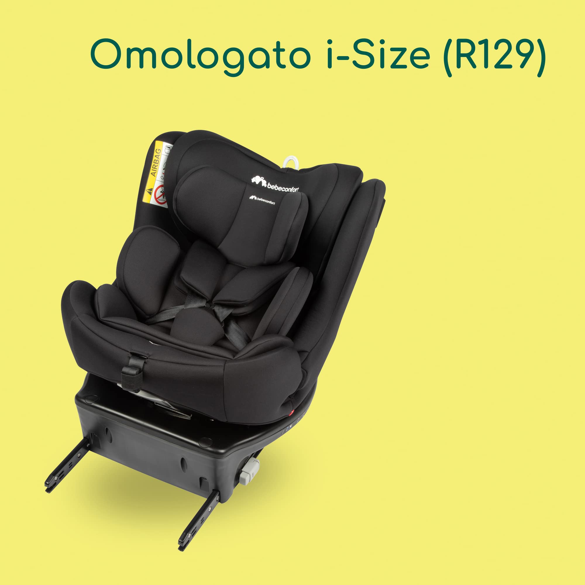 Bebeconfort EvolveFix i-Size Seggiolino Auto 0-36 kg, Seggiolino 360 girevole, 0-12 anni, 40-150 cm, Isofix, Reclinabile 5 posizioni, Regolabile in Altezza, Top Tether, Tessuti Traspiranti, Black Mist