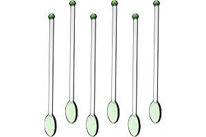 ULTNICE 6Pcs Glass Stir Sticks: Reusable Swizzle Sticks for Cocktails, Coffee, and Essential Oils