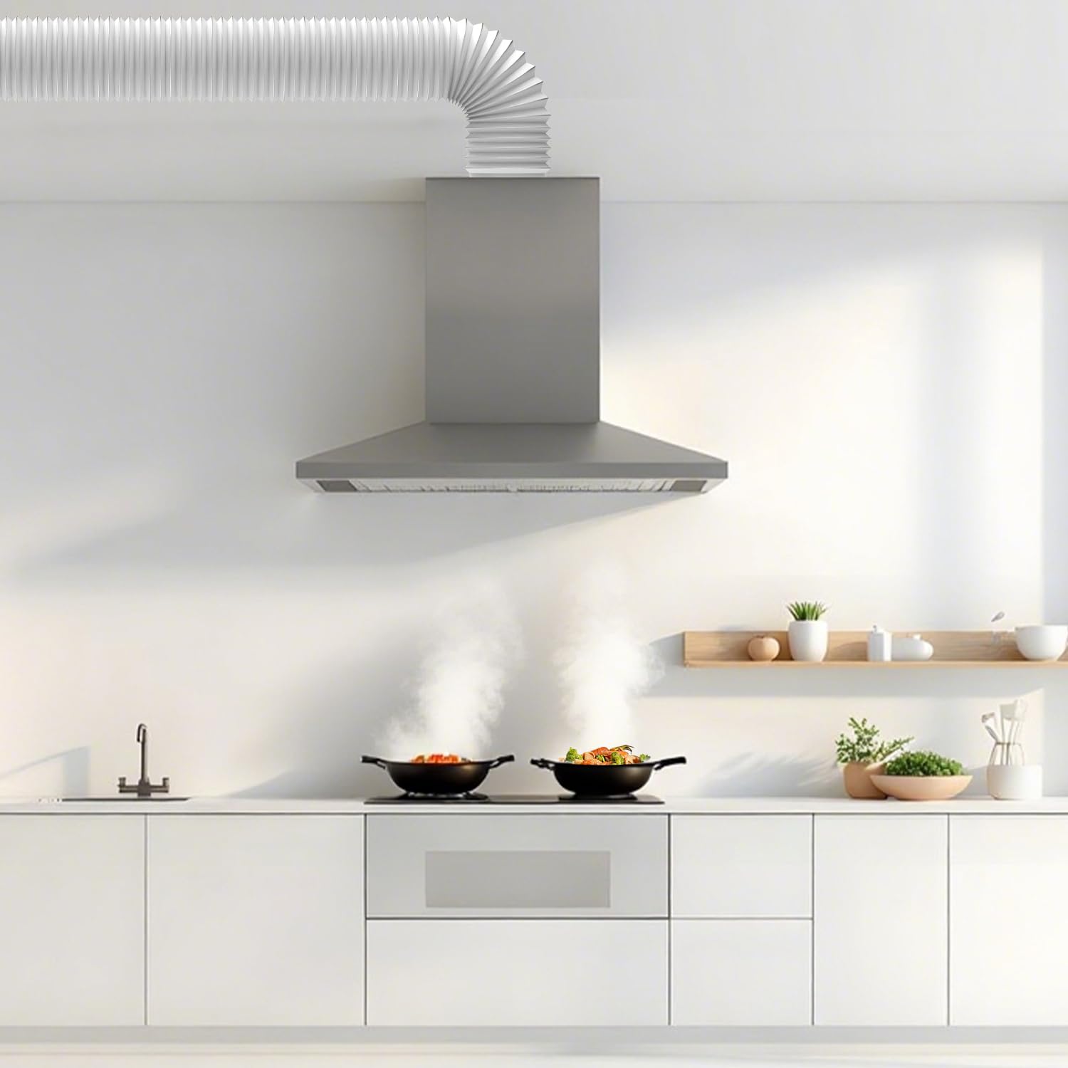 Aygrochy Aluminium PVC ventilatiekanalen met 2 klemmen, 100 mm luchtkanaal flexibele slang voor universele wasdroger, afzuigkap, afzuigventilator (100 mm x 3 m