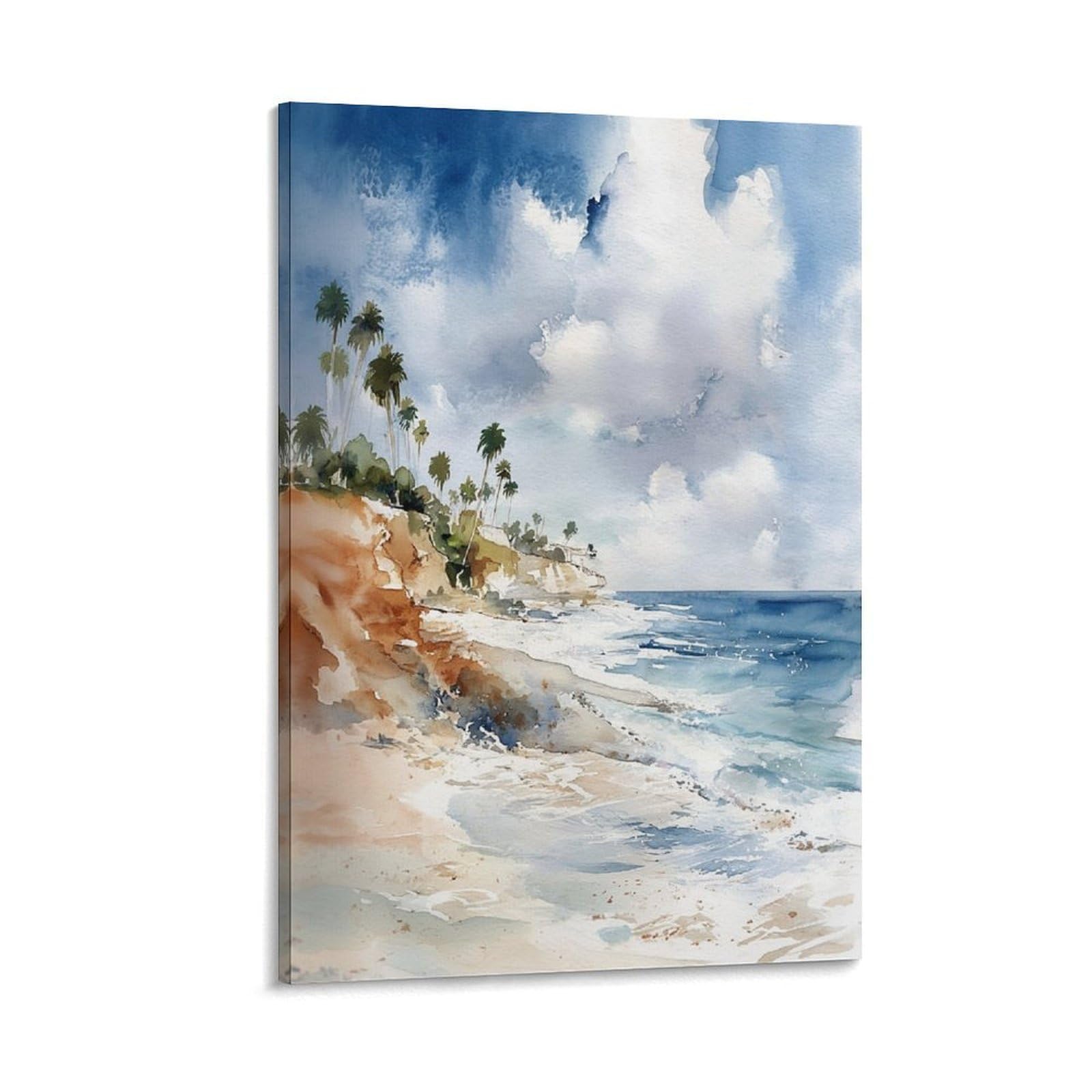 XWYMXZ Belize Beach Watercolor Painting Caribbean Sea Travel Poster 20x30inch(50x75cm) Vintage Watercolor Canvas Art