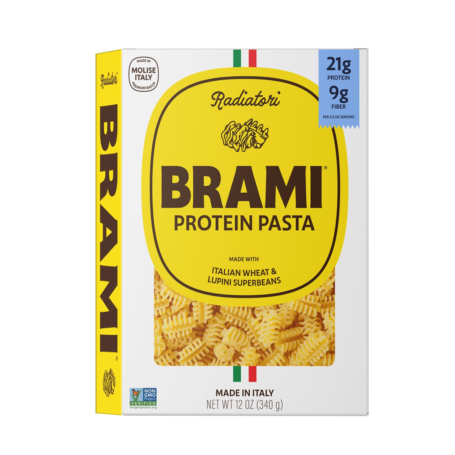 Brami 8 Pack Radiatori Italian Protein Pasta | Low Carb | High Fiber | High Protein | Non-GMO | Keto | Made in Italy | Dry Pasta | Semolina Pasta | Fortified with Heart Healthy Lupini Beans | 12oz