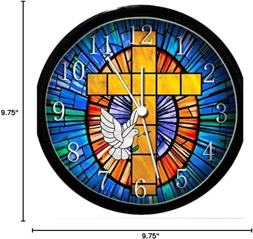 Glow in the Dark Wall Clock - Stained Glass Cross