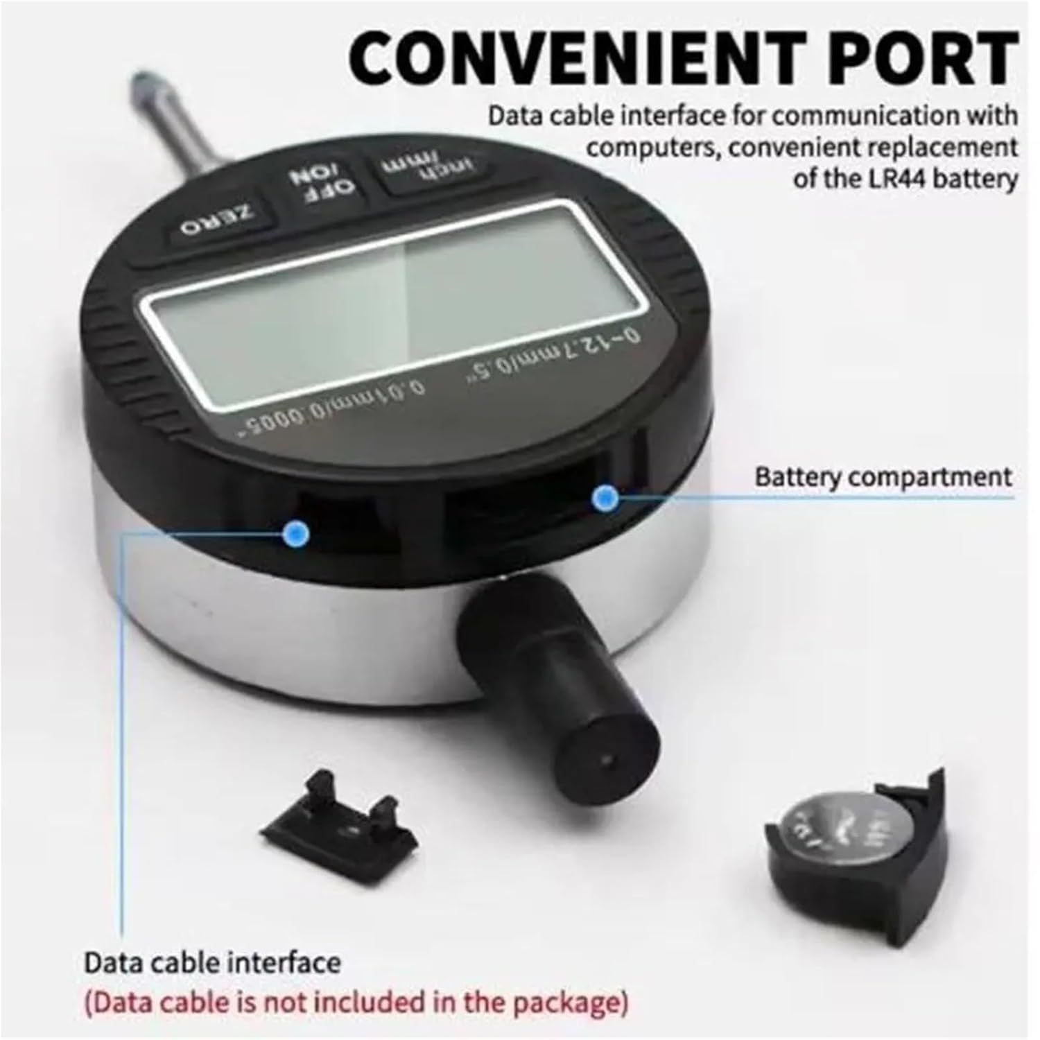 1pcs 0.01mm Accuracy Dial Test Indicator 0-12.7mm Range Digital Display Digital Dial Indicator Waterproof High Precision