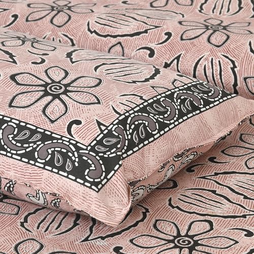 Image of King Size Cotton Bedsheet | 300 TC | 100% Cotton Flatsheet King Size with Two Pillow Covers | (254 * 274 cm, Dusty Rose)