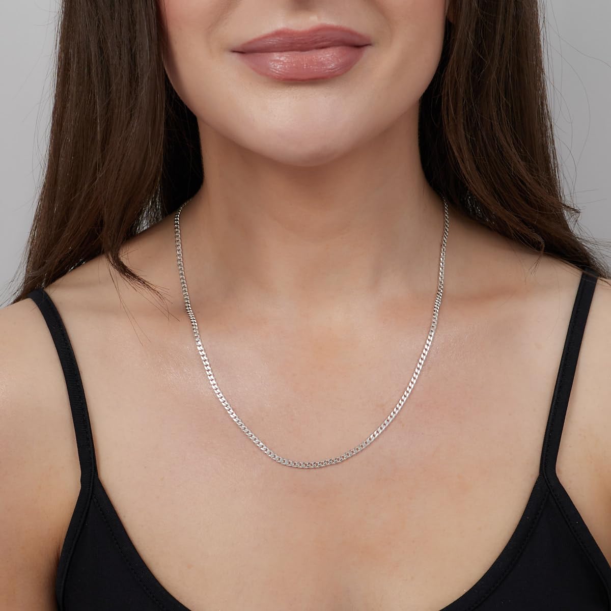 Treasure Bay Cadena de plata de ley 925 para hombres y mujeres, plata de ley maciza auténtica, 3 mm de ancho, corte de diamante, longitud de la cadena: 40,6 a 60,9 cm