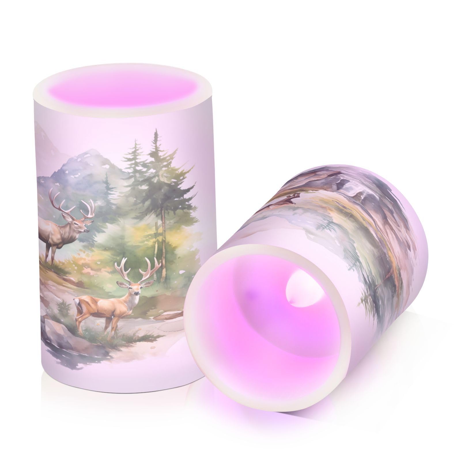 ALAZA Reindeer (35) Flickering Flameless Candles Battery Operated with Remote Timer,Tea Light Candles LED Pillar Votive Candles Set of 2 for Outdoor Indoor Decorations