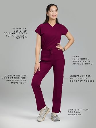 Scrubs for Women Set, V Neck Top & Straight Leg Pants