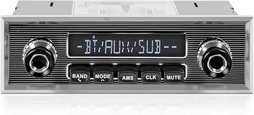 Radio retro vintage para vehículo clásico  Estéreo de coche Bluetooth de un solo DIN con AM FM USB AUX EQ subwoofer salida RCA