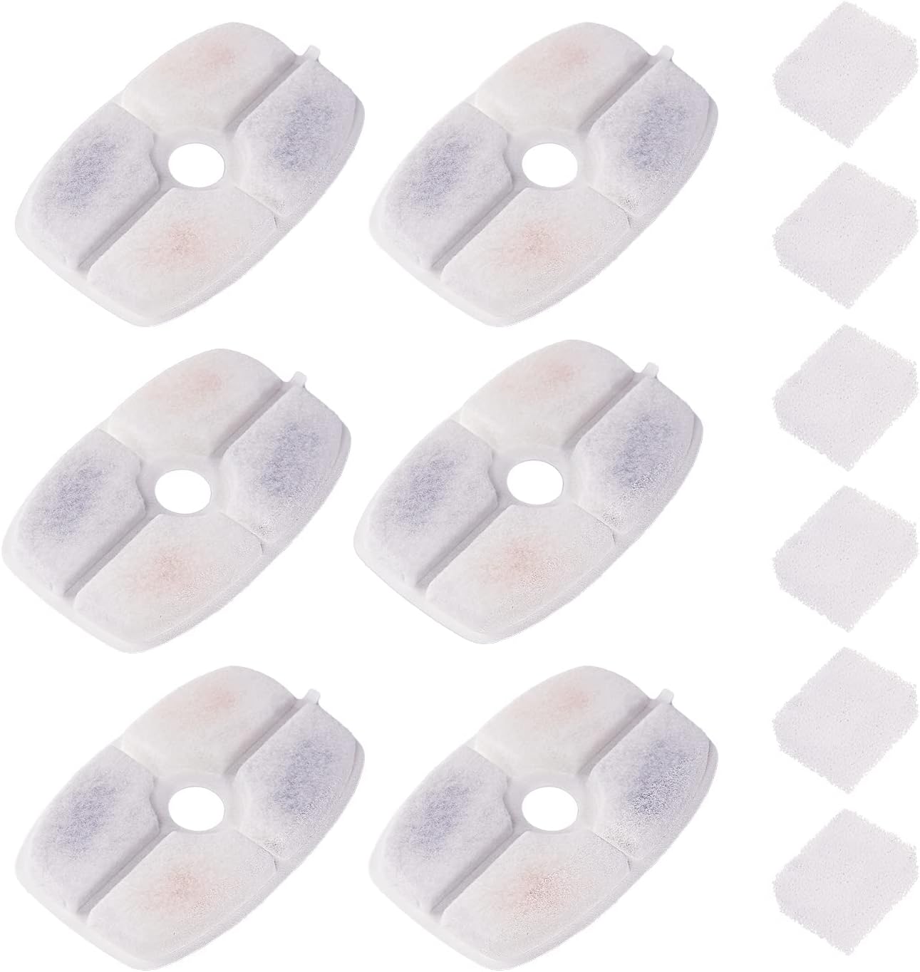 furrybaby Carbon Replacement Filters for Cat and Dog Fountain, Premium Pet Water Fountain Dispenser Filters (6 Packs for Rectangular White)