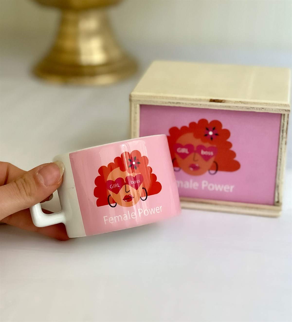 giftmoda Kadın Gücü Tasarımlı Kutulu Kupa