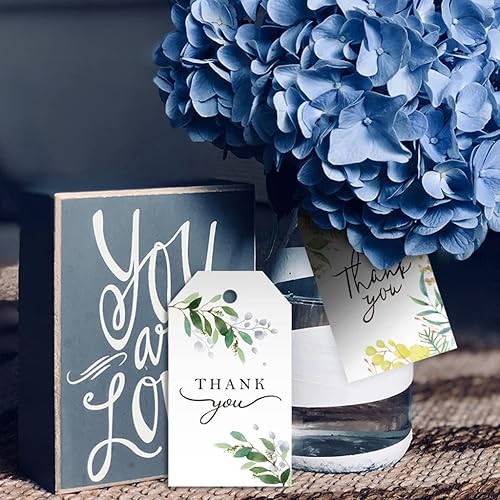 Miniatura 6 de 100 etiquetas de agradecimiento, 10 diseños de etiquetas de regalo de papel kraft con cuerda para recuerdos de boda, cumpleaños, baby shower,