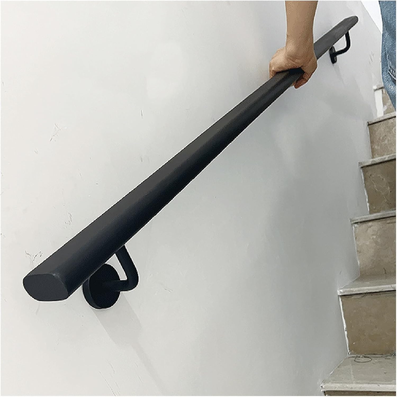 Jiajujia Black Stair Handrail Matt Handrails For Indoor Stairs Wall Mount, Auxiliary Support Rod For Office/Hotel/Bars/Living Room(1.1M/3.6Ft)