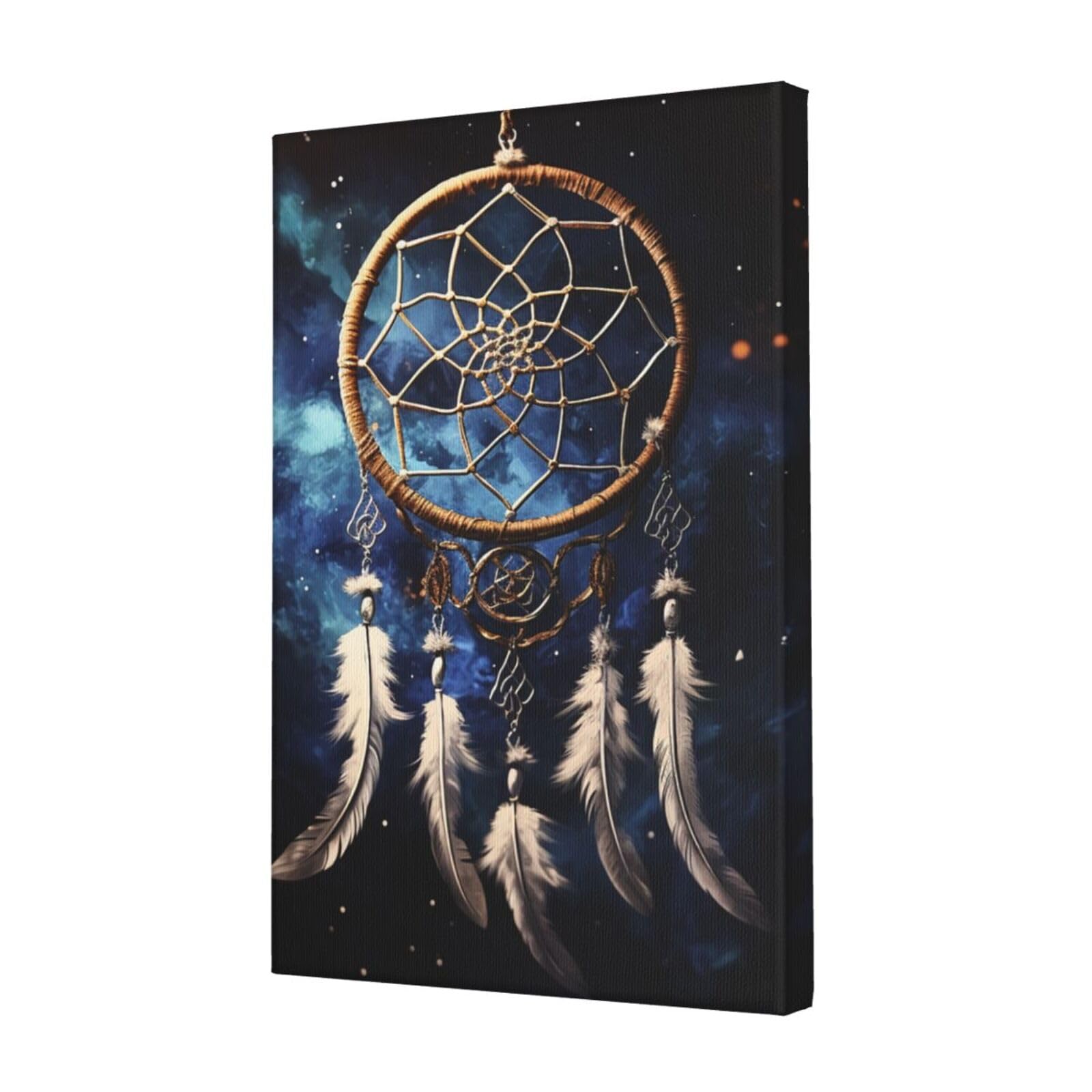 KLOPH White fantasy dream catcher Canvas Wall Art for Living Room 12"x18" Modern Artwork Painting for Bathroom Hanging Canvas Prints Aesthetic Wallart for Bedroom Kitchen Office Wall Decor