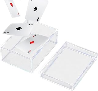 カードストレージボックス - 蓋付きの透明なディスプレイホルダー、ダスト耐性アクリルデッキケース|クレジット、ビジネス、ID、または収集可能なカードのポータブルゲームカードオーガナイザー、デスク用のスタック可能なディスプレイボックス、オフィス