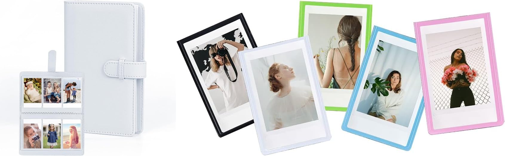 photo album with 108 pockets compatible for fujifilm instax mini 9 mini 8/ mini 90 / mini 25 / mini 11 / mini 12 album clay white & magnetic p frames (set of 5)