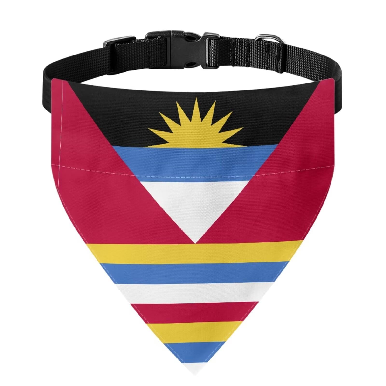 Howilath Dog Bandana Birthday Bibs Washable Antigua and Barbuda Flag Pattern Bandana Bib Kerchief Scarf Adjustable Accessories for Small to Large Dog Puppy Cat -M
