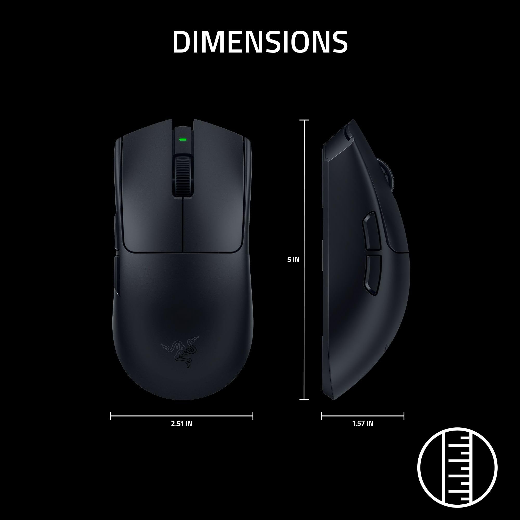 Razer Viper V4 Pro - Wireless symmetrical e-sports gaming mouse - Ultra-lightweight 49g - HyperSpeed Gen-2 up to 8 KHz polling - Focus Pro 50K sensor - Optical scroll wheel - PC/Mac | Black — view 10