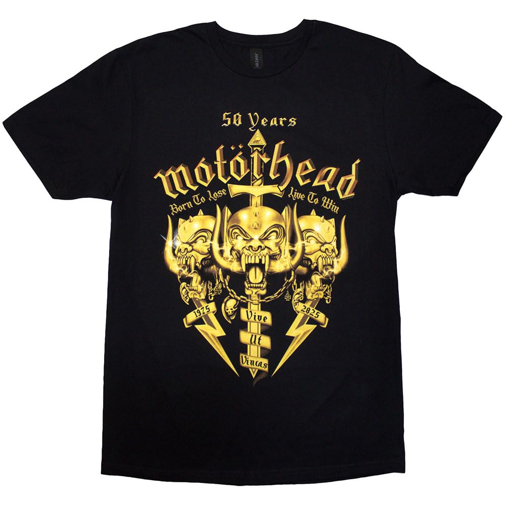 Rock Off officially licensed products Motorhead 50 Years Swords and Warpig T Shirt M Black