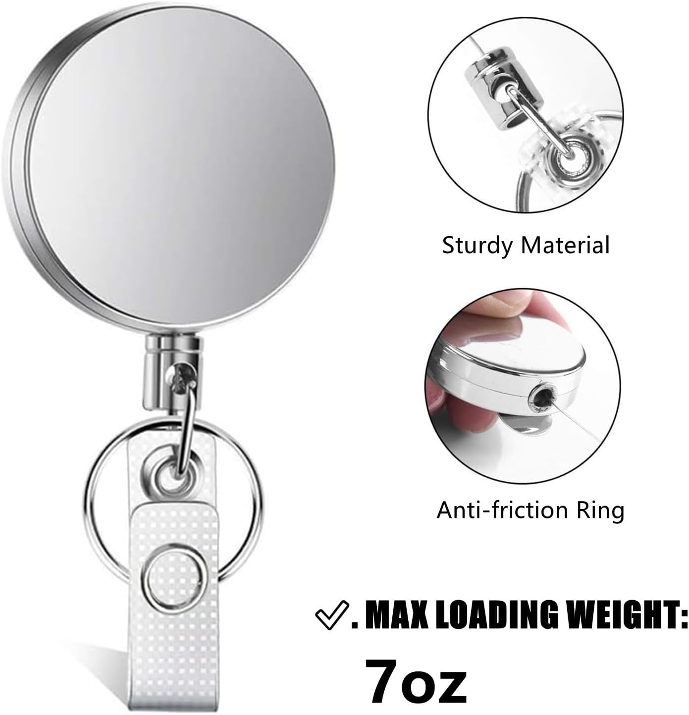 RHBLME 25 Pack Heavy Duty Metal Badge Reel with Clip & Key Ring, Retractable for Nurses, Teachers, Students, Workers - Image 4